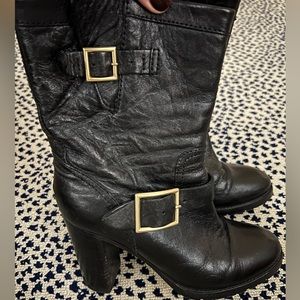 Jimmy Choo Black Leather Moto Boots